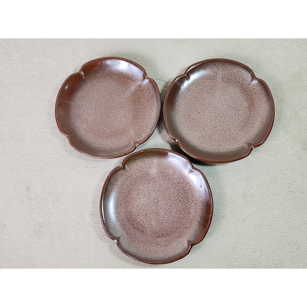 Frankoma Pottery Saucers Plate Plainsman Peach Mountain 5E Brown 5 3/4" Vintage